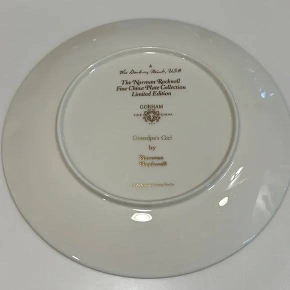 NORMAN ROCKWELL Limited Edition Danbury Mint Collectible Plate “Grandpa’s Girl” - Picture 2 of 8
